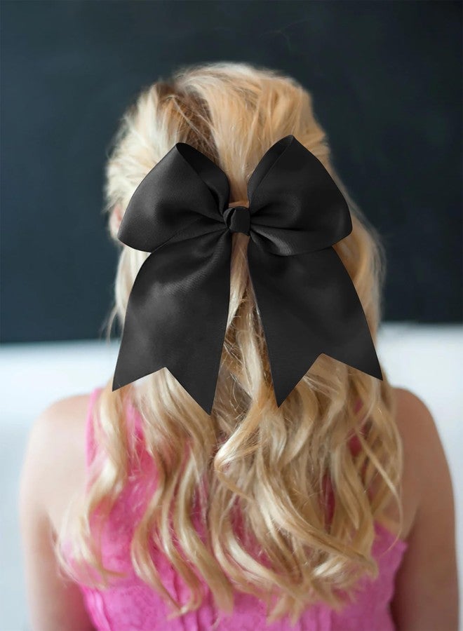 Tobeffect Jumbo Cheer Bows, 8 Inch Black Hair Bow Clips for Girls, Hair Women Cheerleading Bows Softball Team Bows Cheerleader Hair Bows for Halloween Costumes Festivals Birthdays - Image 4